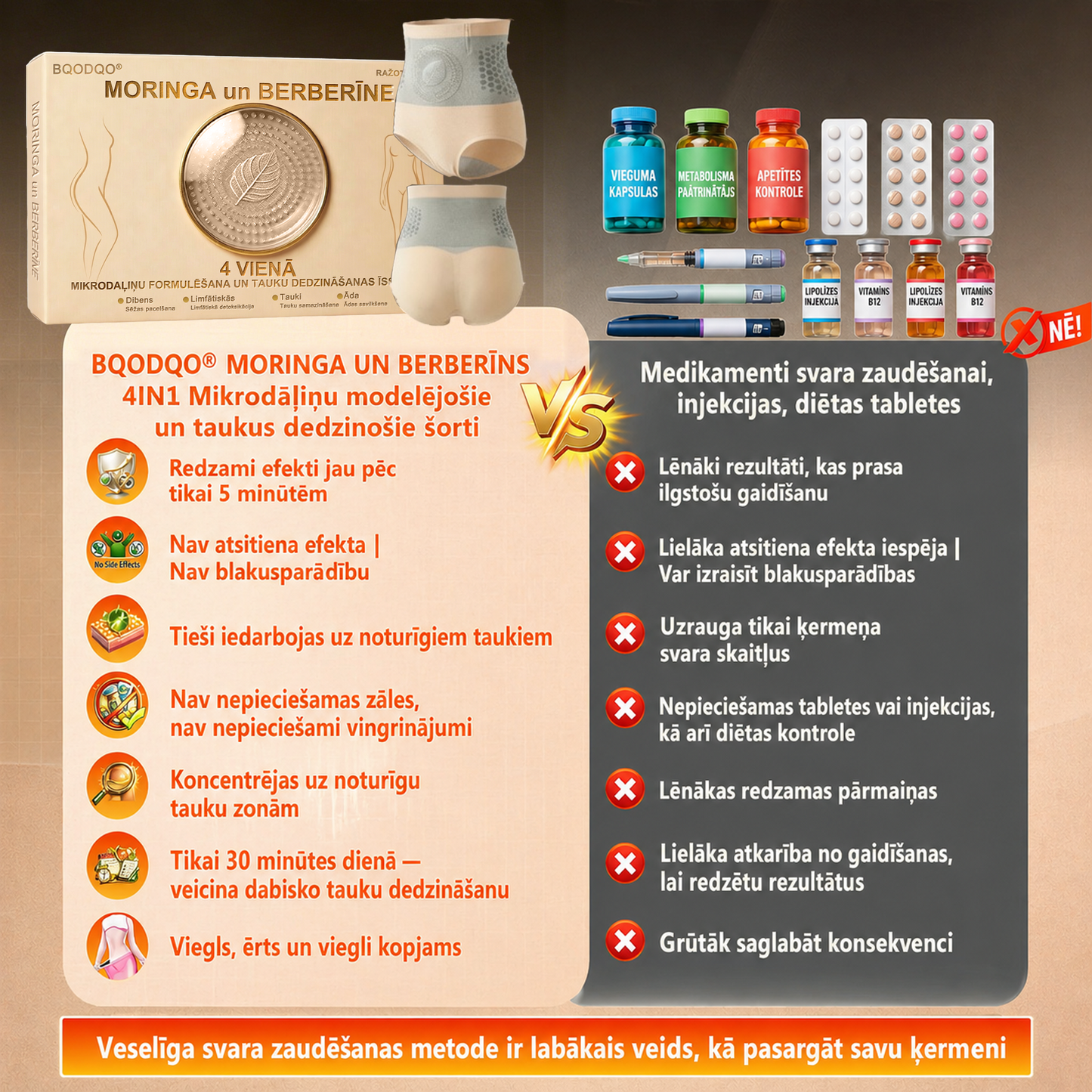✅ Tikai oficiālais veikals -70% 🔥 BQODQO® 4-in-1 šorti – Notievē, tonizē, sadedzina taukus 👇 Ar Moringu & Berberīnu | Redzami rezultāti